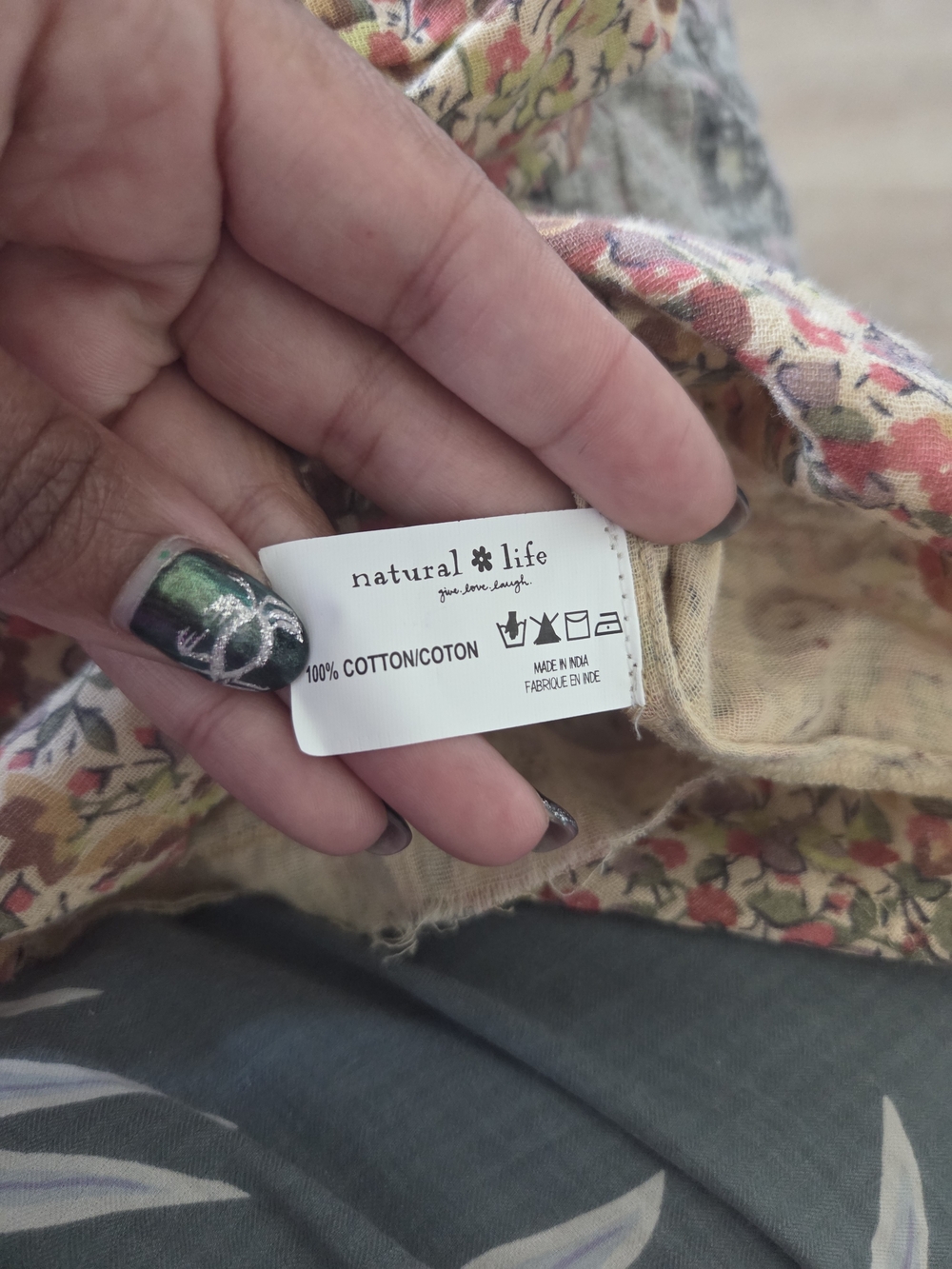 Pink and Cream Floral Cotton Blouse - Picture 3 of 3